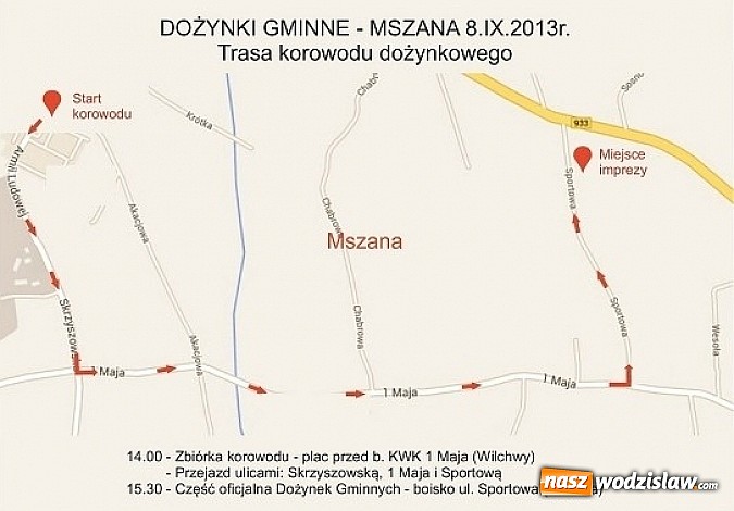 Zdjęcie w galerii na portalu naszwodzislaw.com: Dożynki Gminne Mszana 2013 - utrudnienia w ruchu, mapa parkingów i korowodu wiadomości z regionu