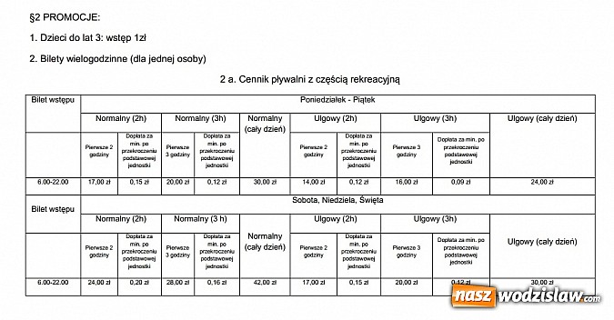 Zdjęcie w galerii na portalu naszwodzislaw.com: Od 1 sierpnia nowy cennik w H2Ostróg wiadomości z regionu