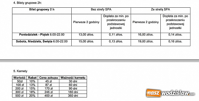 Zdjęcie w galerii na portalu naszwodzislaw.com: Od 1 sierpnia nowy cennik w H2Ostróg wiadomości z regionu