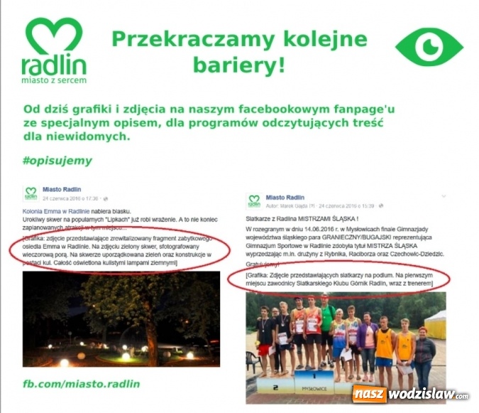 Zdjęcie w galerii na portalu naszwodzislaw.com: Miejskie strony w Radlinie z myślą o niewidomych wiadomości z regionu