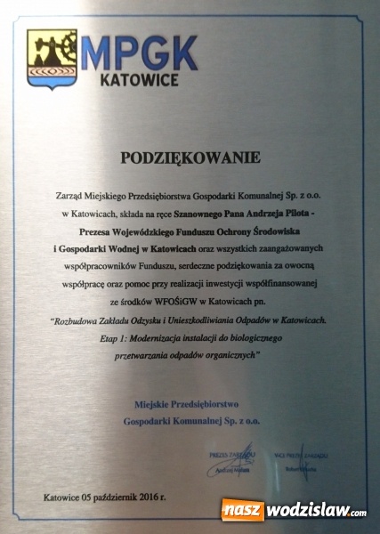 Zdjęcie w galerii na portalu naszwodzislaw.com: Podziękowania dla Funduszu  wiadomości z regionu