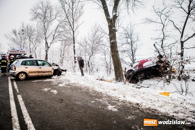 Zdjęcie w galerii na portalu naszwodzislaw.com: Wypadek na trasie Racib&oacute;rz-Lubomia. Zderzyły się dwa pojazdy wiadomości z regionu