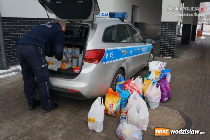 Zdjęcie w galerii na portalu naszwodzislaw.com: Wodzisławscy policjanci zebrali 160 kilogramów karmy wiadomości z regionu