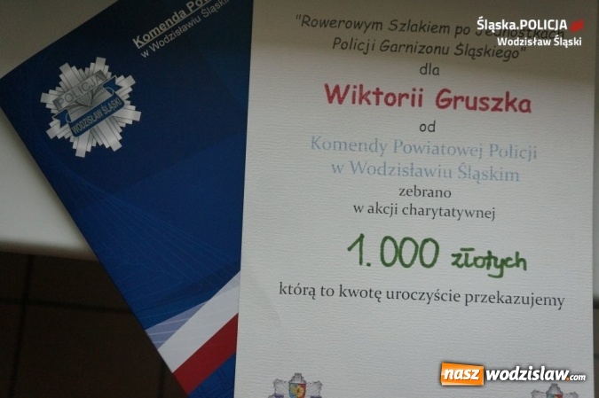Zdjęcie w galerii na portalu naszwodzislaw.com: Rowerową sztafetę dla Wiktorii zasiliły dzieci wodzisławskich policjant&oacute;w wiadomości z regionu