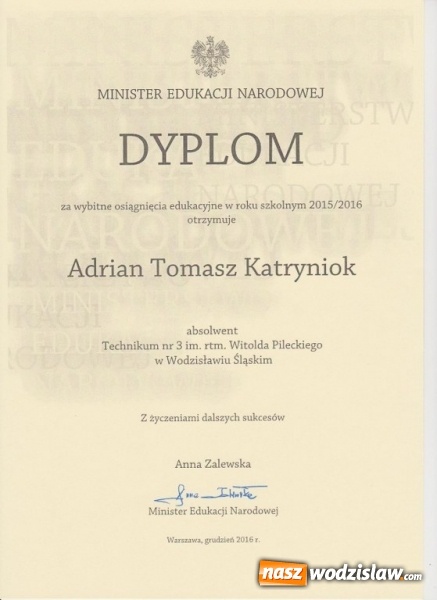 Zdjęcie w galerii na portalu naszwodzislaw.com: Stypendia Ministra Edukacji Narodowej dla uczniów ZST wiadomości z regionu