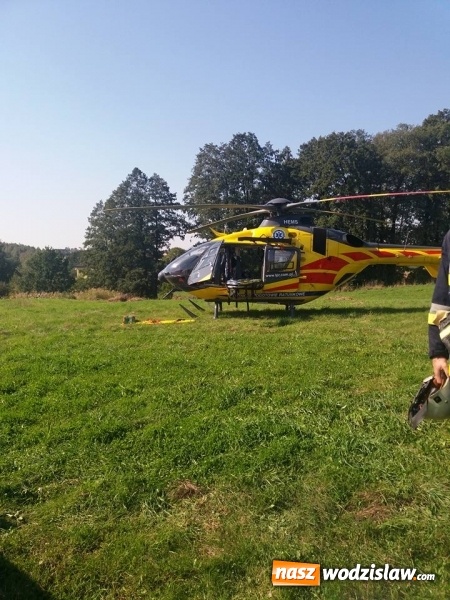 Zdjęcie w galerii na portalu naszwodzislaw.com: Wypadek na budowie. Mężczyzna został przysypany ziemią. Lądował śmigłowiec LPR  wiadomości z regionu