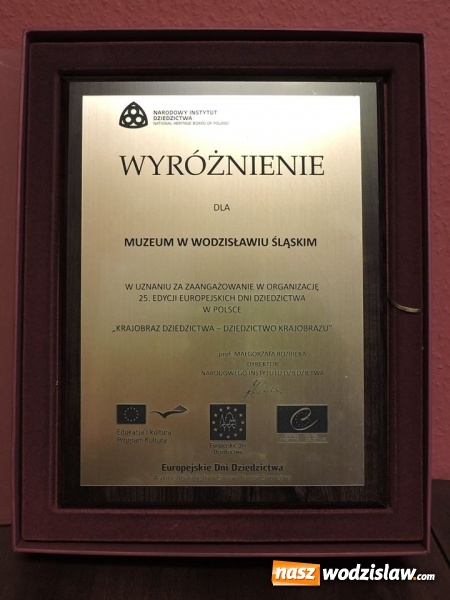 Zdjęcie w galerii na portalu naszwodzislaw.com: Muzeum w Wodzisławiu Śląskim wyróżnienie za udział i zaangażowanie w XXV Europejskie Dni Dziedzictwa.  wiadomości z regionu