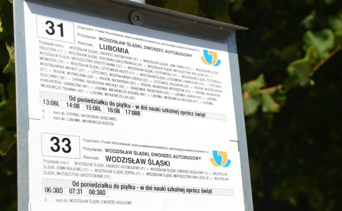 Zmiany w rozkładzie jazdy Wodzisławskiej Komunikacji Powiatowej - Serwis informacyjny z Wodzisławia Śląskiego - naszwodzislaw.com