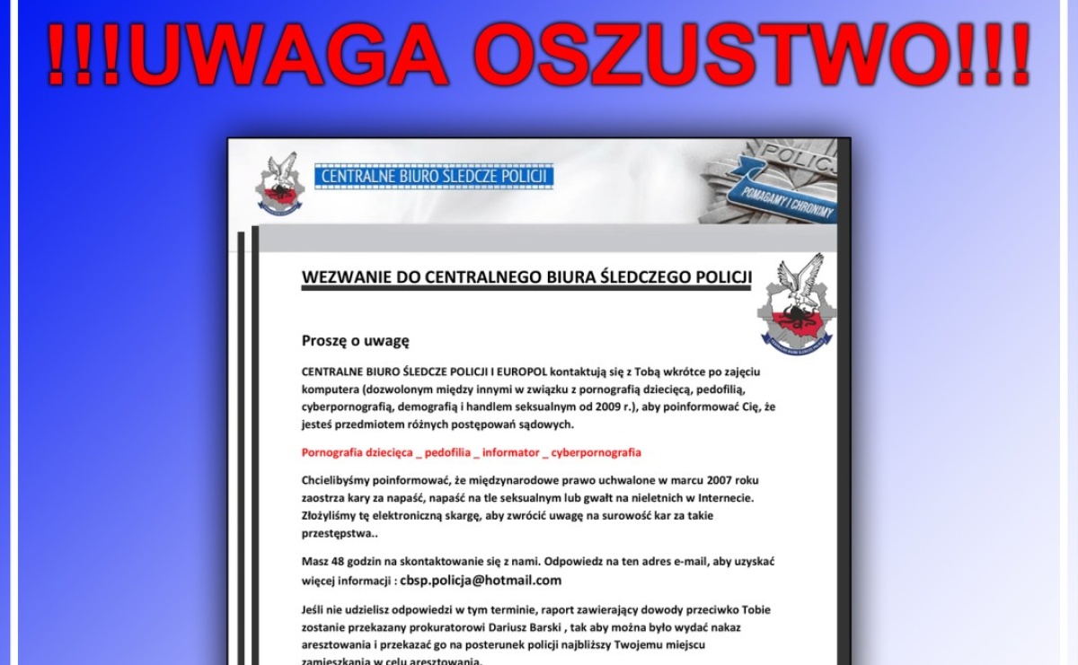 Uwaga! Przestępcy podszywają się pod policjantów CBŚP - Serwis informacyjny z Raciborza - naszraciborz.pl