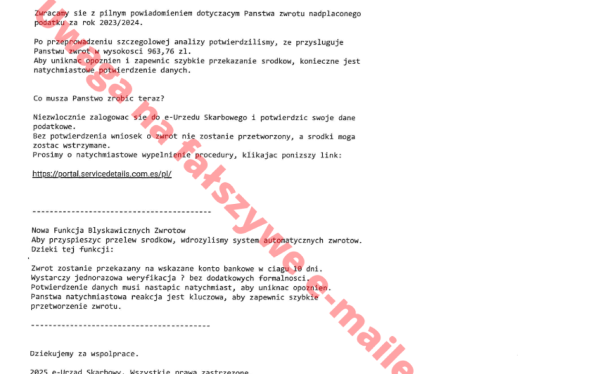 Uwaga na fałszywe e-maile odnośnie zwrotu podatku   - Serwis informacyjny z Raciborza - naszraciborz.pl