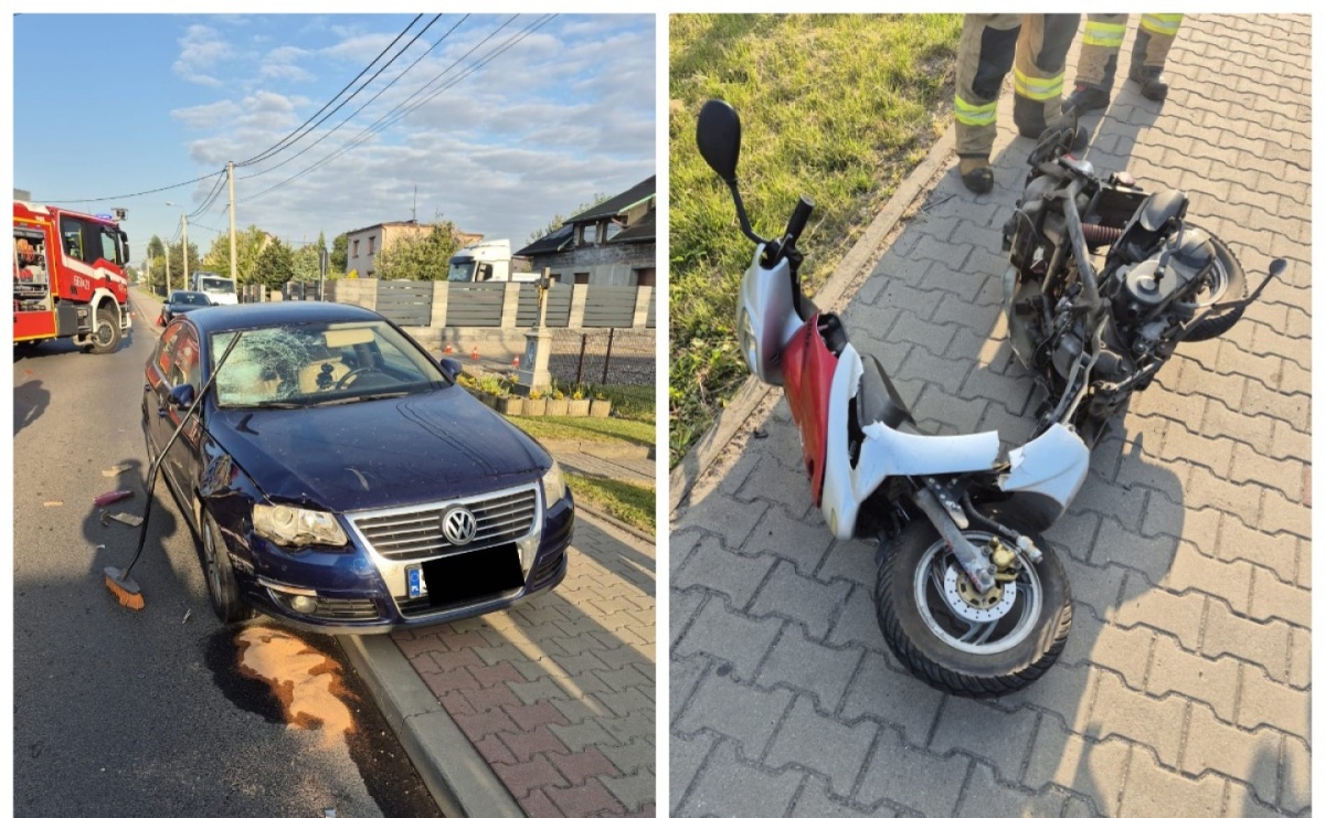 Motorower uderzył w volkswagena. Kierowca jednośladu trafił do szpitala - Serwis informacyjny z Raciborza - naszraciborz.pl