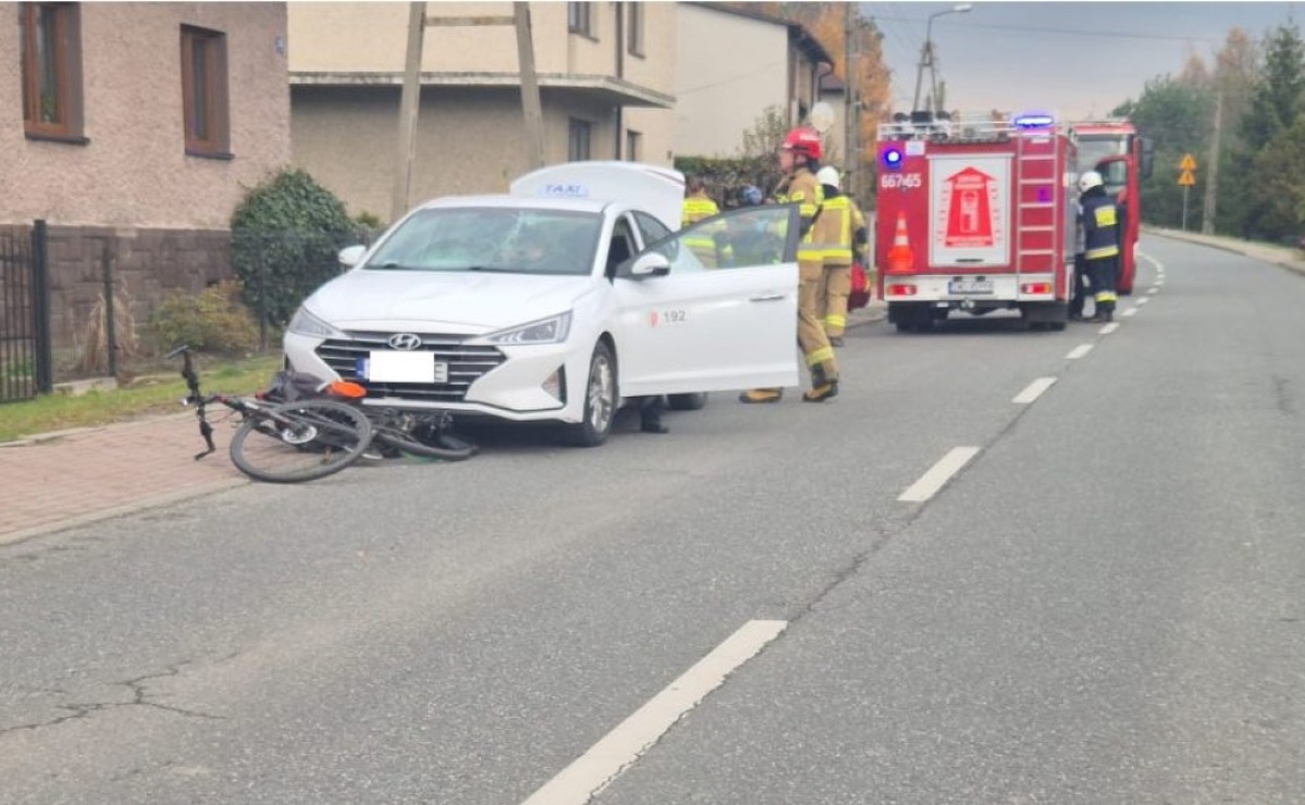 Wypadek w Godowie na ul. 1 Maja. Rowerzysta przetransportowany śmigłowcem LPR do szpitala - Serwis informacyjny z Raciborza - naszraciborz.pl