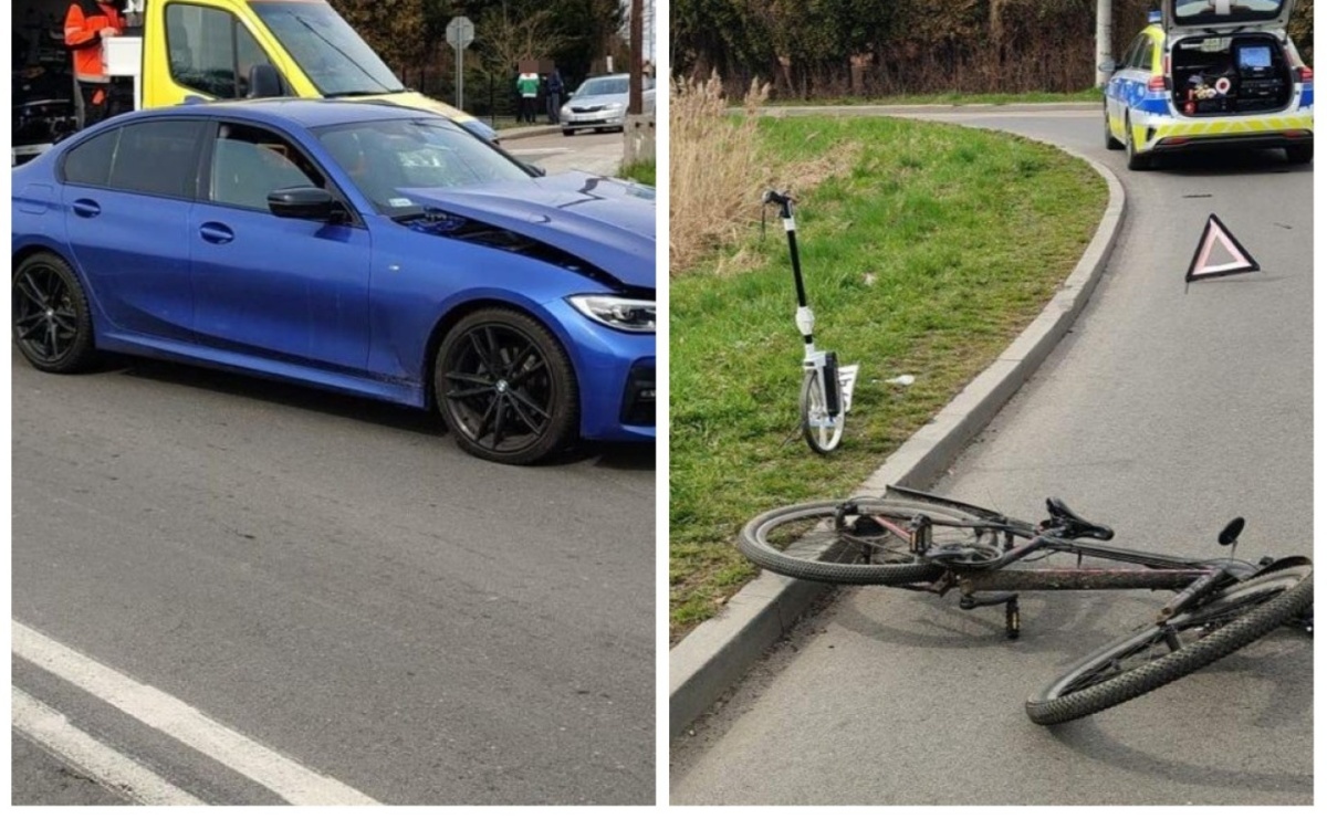 Nieprawidłowy skręt i kolizja w Rydułtowach. Rowerzysta trafił do szpitala - Serwis informacyjny z Raciborza - naszraciborz.pl