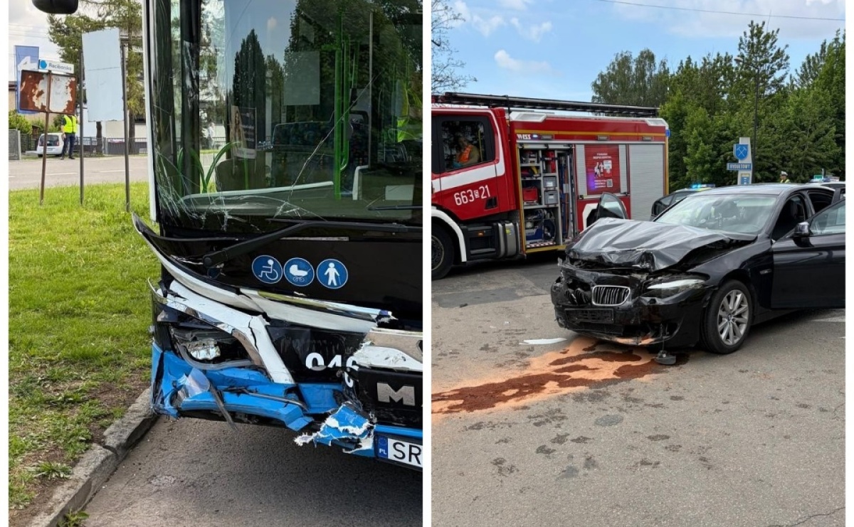 Wypadek na granicy Rybnika i Rydułtów. Zderzenie samochodu z autobusem - Serwis informacyjny z Raciborza - naszraciborz.pl