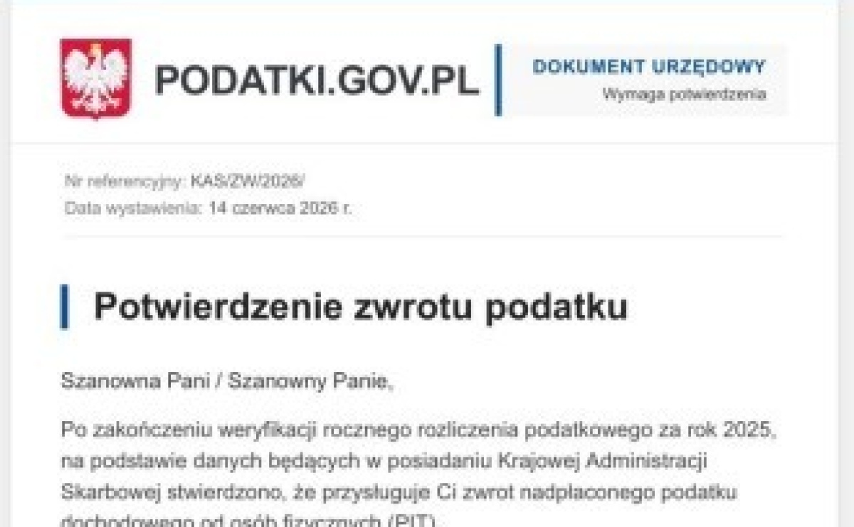 Uwaga na fałszywe wiadomości o zwrocie podatku - Serwis informacyjny z Raciborza - naszraciborz.pl