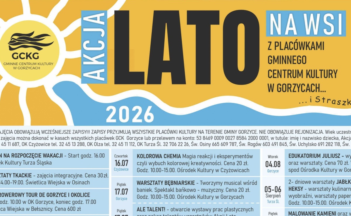 Wakacje pełne atrakcji. GCK w Gorzycach przygotowało bogaty program dla dzieci - Serwis informacyjny z Raciborza - naszraciborz.pl